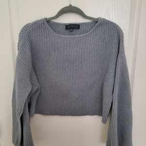 Eloqui Womens Plus Sized 14W/16W Heather Grey Knit Sllit Sleeve Top